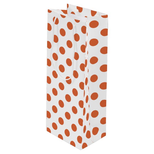 Orangenpolka-Punkte Geschenktüte Für Weinflaschen (Vorderseite Schrägansicht)