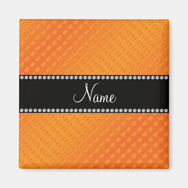 Orangenpolka-Punkte mit personalisiertem Namen Magnet (Vorne)