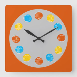 Orangenquadrat Quadratische Wanduhr