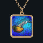 Orangenqualle, blaue Ozeane fett, einfach einzigar Vergoldete Kette<br><div class="desc">Nehmen Sie eine Lektion von dieser orangefarbenen Qualle, die im türkisblauen Ozean schwimmt, und lass dem Leben, wenn Sie diese beeindruckend schicke, lebendige Foto-Kette tragen. Diese Halskette ist in kleinen und mittleren Größen sowie in quadratischer und kreisförmiger Form erhältlich. Sie können diese Kette in Ihrer Wahl von Sterlingsilber, Silberplattierungen oder...</div>