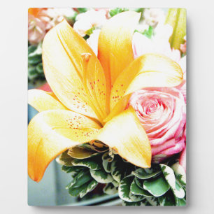 Orangenrosa Hochzeitsblumen - Rose der Lilie Fotoplatte