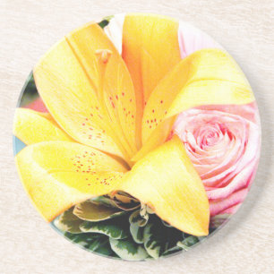 Orangenrosa Hochzeitsblumen - Rose der Lilie Untersetzer