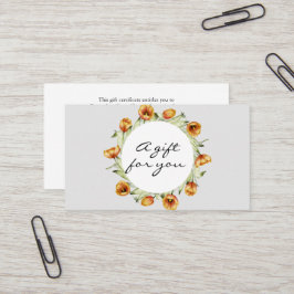 Orangensafarbene Tulpen Geschenkgutschein Visitenkarte