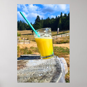 Orangensaft im Freien – Naturwald-Fotografie Poster