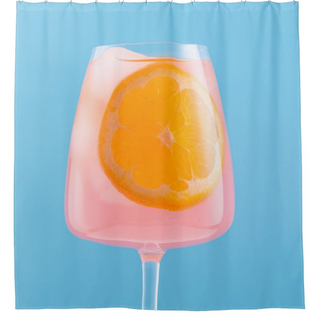 Orangensaft in klarem Trinkglas Duschvorhang (Vorderseite)
