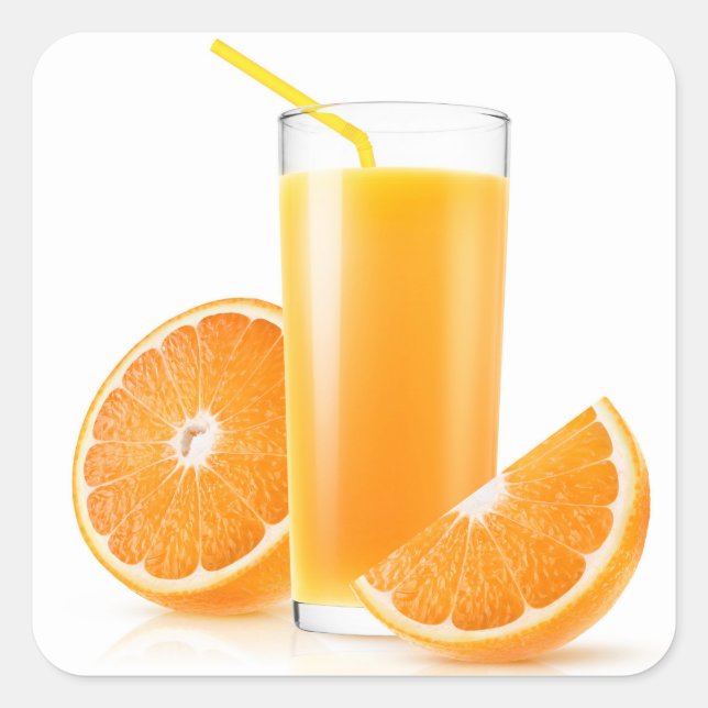 Orangensaft Quadratischer Aufkleber (Vorderseite)