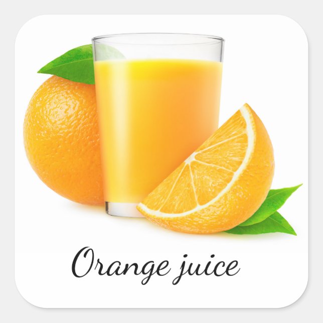 Orangensaft Quadratischer Aufkleber (Vorderseite)