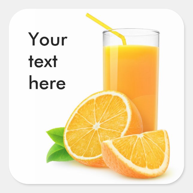 Orangensaft Quadratischer Aufkleber (Vorderseite)