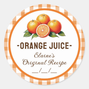 Orangensaftetikett mit kariertem Design Runder Aufkleber