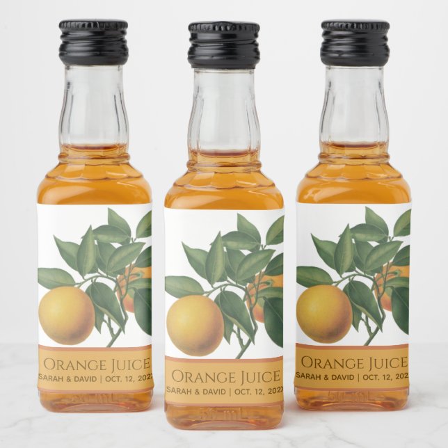 OrangensaftGastgeschenk Hochzeit Botanische Blätte Alkoholflaschenetikett (Flaschen)