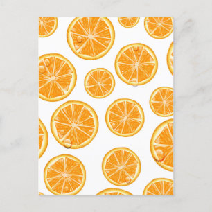 Orangenscheiben im Vintage-Stil-Muster. Postkarte