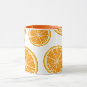 Orangenscheiben im Vintage-Stil-Muster. Tasse