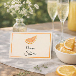 Orangenscheiben Mimosa Bar Garnitur Tischkarten Platzkarte