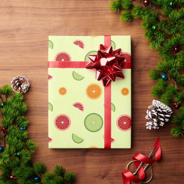 Orangenscheiben-Nahtloses Muster Geschenkpapier (Feiertagsgeschenk)