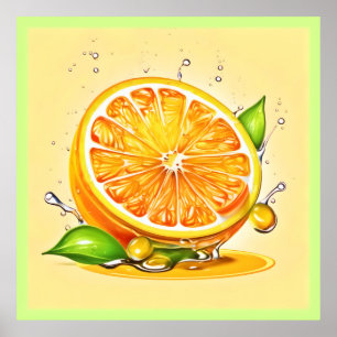 Orangenscheiben-Splash Poster