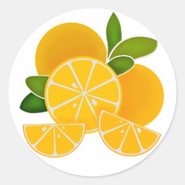 Orangenscheiben, Zitrusfrüchte Runder Aufkleber