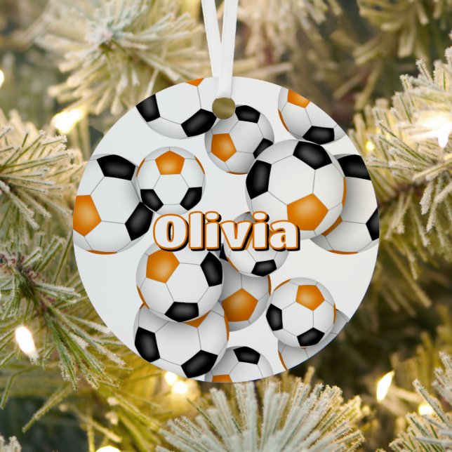 Orangenschwarze Fußballbällchen Ornament Aus Metall (InSitu)