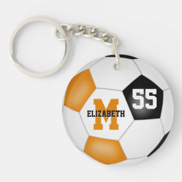 Orangenschwarze Schulfarben Fußball-Tasche Schlüsselanhänger