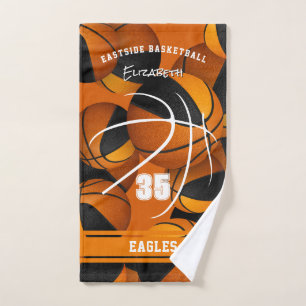 Orangenschwarzer Basketball-Mannschaftsfarben Spor Handtuch