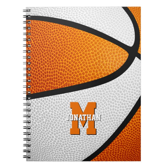 Orangenweiße Mannschaft farbig Jungs Basketball Notizblock (Vorderseite)