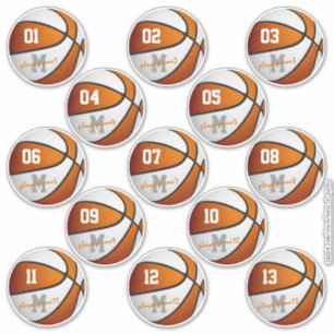 Orangenweißer Basketball 13 Sportlerblätter Aufkleber