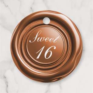 Orangenwürfelwachs Siegel Tropfen Sweet 16 Wedding Geschenkanhänger