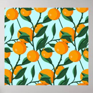 Orangenzweige, Vintager Zitrusdruck. Poster