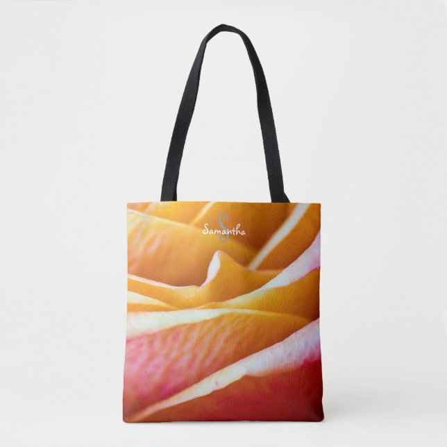 Orangepinkfarbene Rosen-Tasche Tasche (Vorderseite)