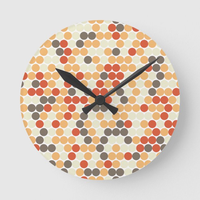 Orangepunkte Runde Wanduhr (Vorderseite)
