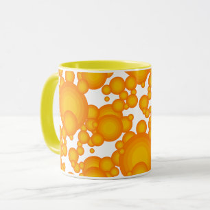 Oranger 70er-Jahre-Styling-Kreise wie Kaffee-Blase Tasse