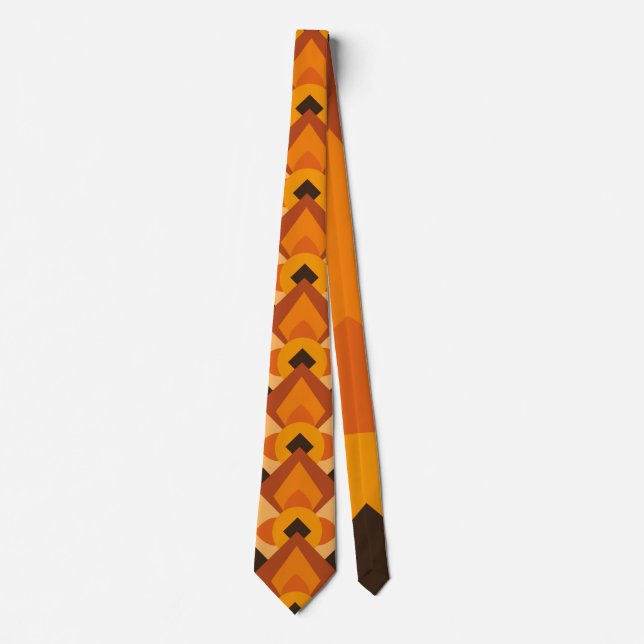 Oranger Art Deco Schlips Krawatte (Vorderseite)
