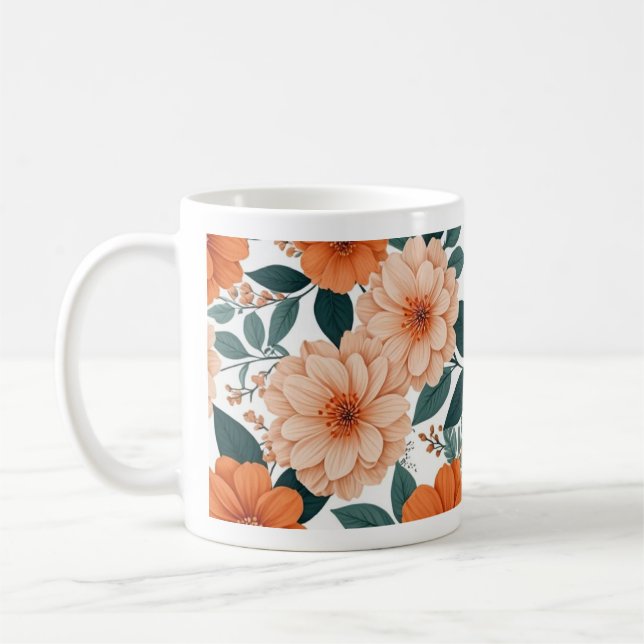 Oranger Blumiger Becher Kaffeetasse (Links)