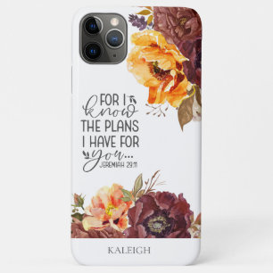 Oranger Burgunder Blumen Christian Bibelvers Case-Mate iPhone Hülle