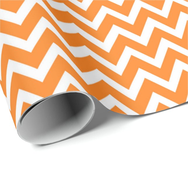 Oranger Chevron Geschenkpapier (Rolleneckpunkt)