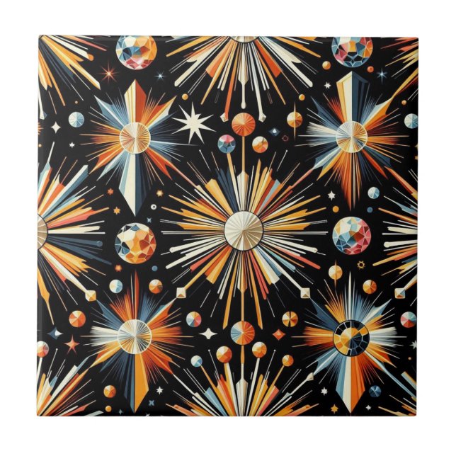 Oranger Diamant Mid Century Modern  Fliese (Vorderseite)