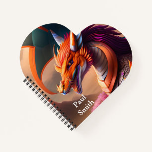 Oranger Drache, fantasievolle Digital Art Notizbuch