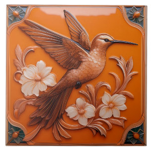 Oranger falscher Relief Art Nouveau Kolibri R Fliese