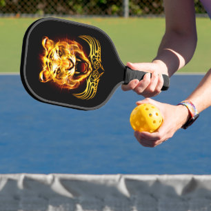 Oranger Feuer Flammender Tigerkater Pickleball Schläger