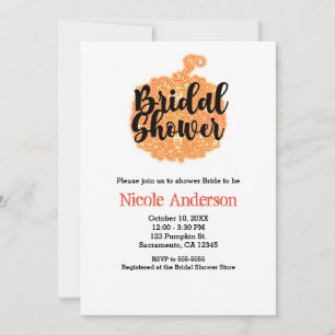 Oranger Filigree-Kürbis Elegante Herbst-Hochzeitsd Einladung
