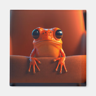 Oranger Frosch auffallendes süßes Makroporträt Magnet