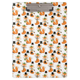 Oranger Fuchs Herbstbäume Wald Hipster-Brille Fuch Klemmbrett