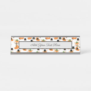 Oranger Fuchs Herbstbäume Wald Hipster Brille Fuch Schreibtischnamensplakette
