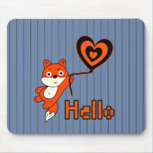 Oranger Fuchs mit Herz Gel-Mauspad Mousepad