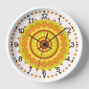 Oranger geometrischer Kreis-Mandala-70250 Uhr