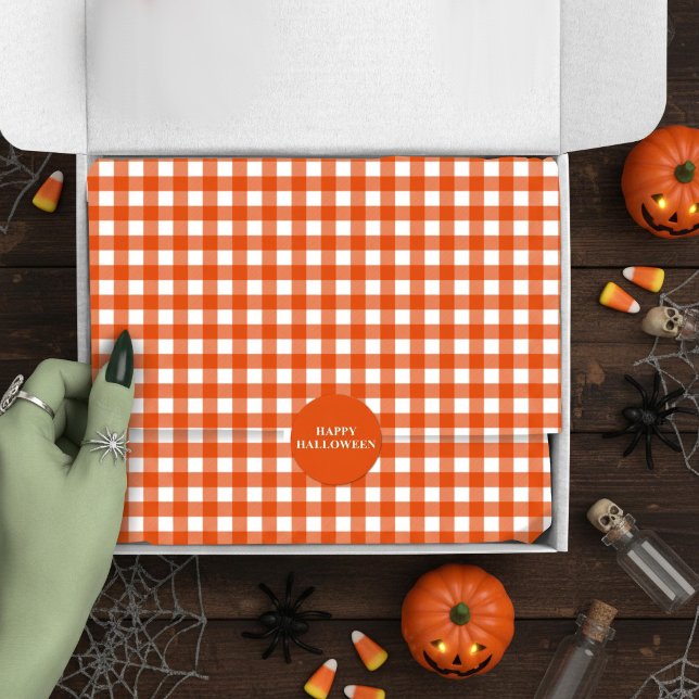 Oranger Gingham-Karo-Kontrollkästchen Seidenpapier (Von Creator hochgeladen)