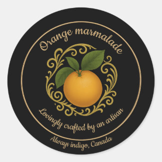 Oranger Glanz – Artisan Marmelade Etikett Runder Aufkleber