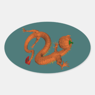 Oranger Halloween-Kürbis-Drache Ovaler Aufkleber