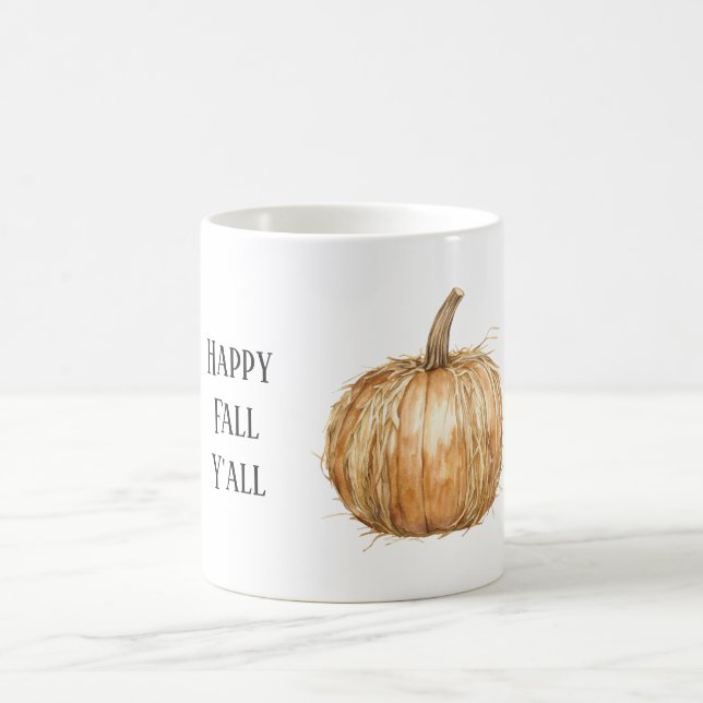Oranger Herbst Heu Kürbis Kaffeetasse (Mittel)