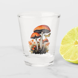 Oranger Herbstwaldpilze Schnapsglas