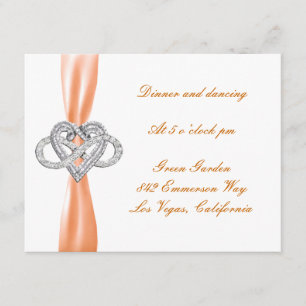 Oranger Herzinfinität Hochzeitsempfang Karte